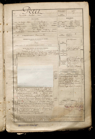 Petit, Fernand Nicolas, né le 10 février 1876 à Boisbergues (Somme), classe 1896, matricule n° 117, Bureau de recrutement d'Abbeville