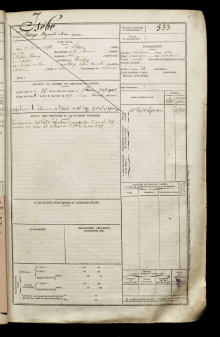 Isèbe, Georges Raymond Alexis, né le 17 février 1896 à Roye (Somme), classe 1916, matricule n° 533, Bureau de recrutement de Péronne