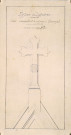 Eglise : dessin de croix surmontant le pignon du transept dressé par l'architecte Delefortrie