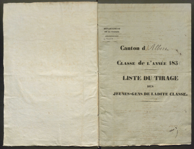 Tirage au sort (arrondissement de Péronne) de l'année 1836