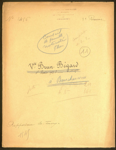 Bouchavesnes-Bergen. Demande d'indemnisation des dommages de guerre : dossier Brun-Bégard Augusta