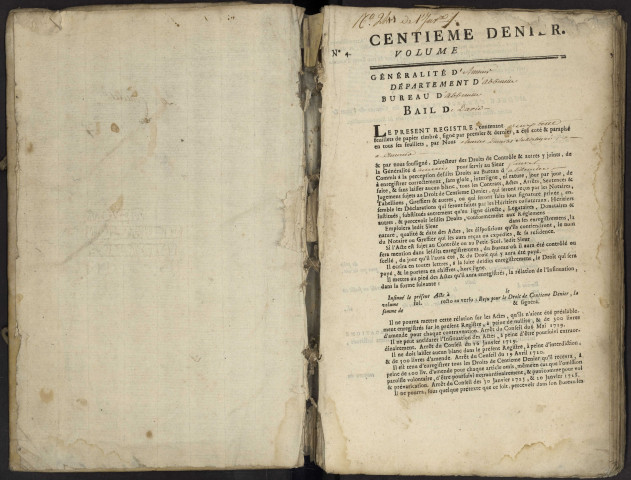 Centième denier du bureau d'Abbeville pour la période du 5 octobre 1775 au 24 novembre 1777
