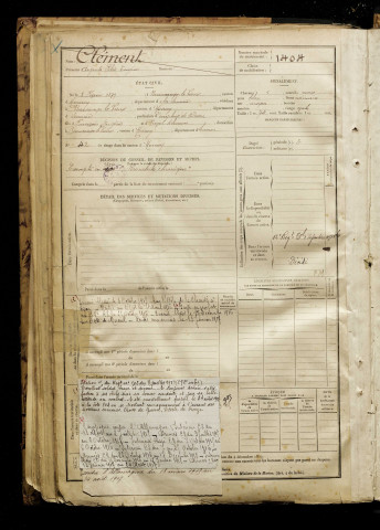 Clément, Auguste Félix Eugène, né le 08 février 1879 à Beaucamps-le-Vieux (Somme), classe 1899, matricule n° 1404, Bureau de recrutement d'Amiens