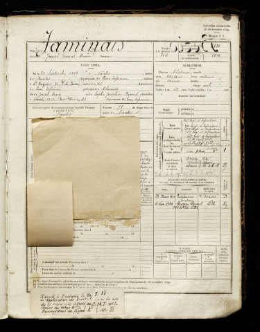 Jaminais, Joseph Francis Marie, né le 30 septembre 1898 à Nantes (Loire-Atlantique), classe 1918, matricule n° 2838, Bureau de recrutement d'Amiens