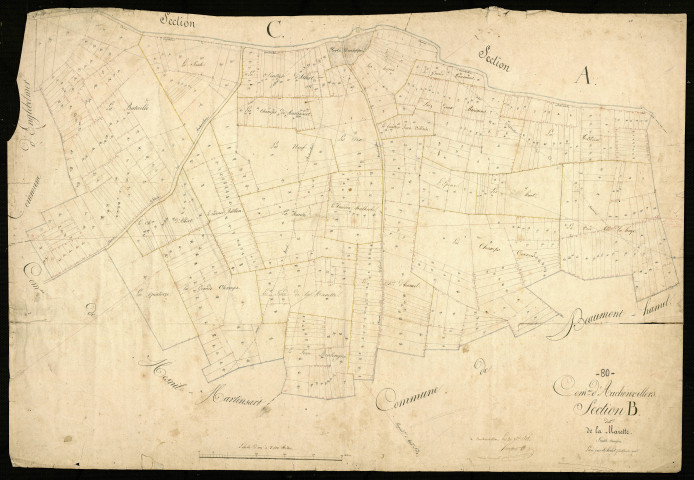 Plan du cadastre napoléonien - Auchonvillers : Marette (La), B