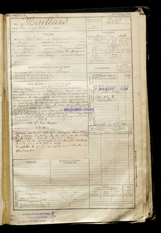 Maillard, René Georges André, né le 16 avril 1901 à Lafresguimont-Saint-Martin (Somme), classe 1921, matricule n° 200, Bureau de recrutement d'Amiens