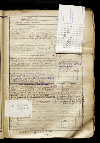 Alliote, Auguste Alexandre Joseph, né le 21 octobre 1899 à Amiens (Somme), classe 1919, matricule n° 1263, Bureau de recrutement d'Amiens