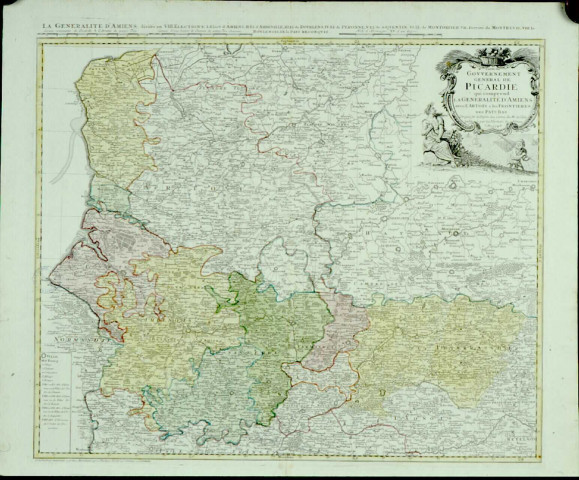Carte du gouvernement général de Picardie qui comprend la généralité d'Amiens avec l'Artois et les frontières des Pays-Bas