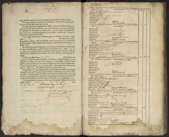 Contrôle des actes du bureau d'Albert pour la période du 18 mars 1729 au 4 août 1730