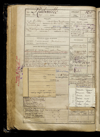 Rabouille, René Alfred, né le 31 octobre 1890 à Saint-Léger-du-Bourg-Denis (Seine-Maritime), classe 1910, matricule n° 120, Bureau de recrutement d'Amiens