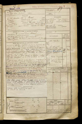 Fournet, Noel Louis Casimir, né le 23 décembre 1896 à Hangest-en-Santerre (Somme), classe 1916, matricule n° 87, Bureau de recrutement de Péronne