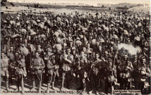 Australians parading for the trenches. These are the men who shortly after midnight of Sunday July 23rd. 1916, took Pozières by a splendidly dashing advance trough shrapnel, shell and machine-gun fire