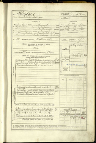 Hésèque, Benoît Hubert Aristide, né le 21 mars 1860 à Frucourt (Somme, France), classe 1880, matricule n° 1013, Bureau de recrutement d'Abbeville