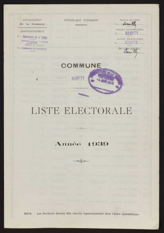 Liste électorale : Nampty