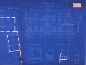 Guerre 1914-1918. Plan de reconstruction du bâtiment abritant la mairie, l'école et la justice de paix