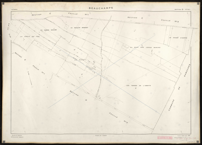 Plan du cadastre rénové - Beauchamps : section D1