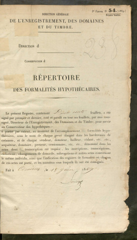 Répertoire des formalités hypothécaires, du 10/06/1871 au 22/02/1872, registre n° 238 (Péronne)
