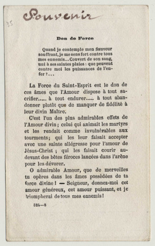 La Force dans les tentations de l'Enfer