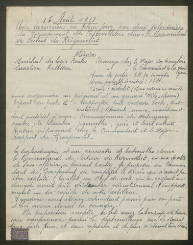 Témoignage de Bouko, Narcisse (Maréchal des logis - Cavalier) et correspondance avec Jacques Péricard