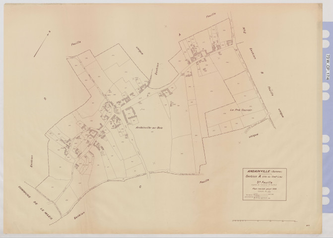 Plan du cadastre rénové - Andainville : section A3