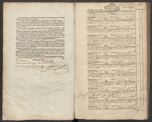 Contrôle des actes du bureau d’Amiens pour la période du 27 novembre 1732 au 16 juillet 1733