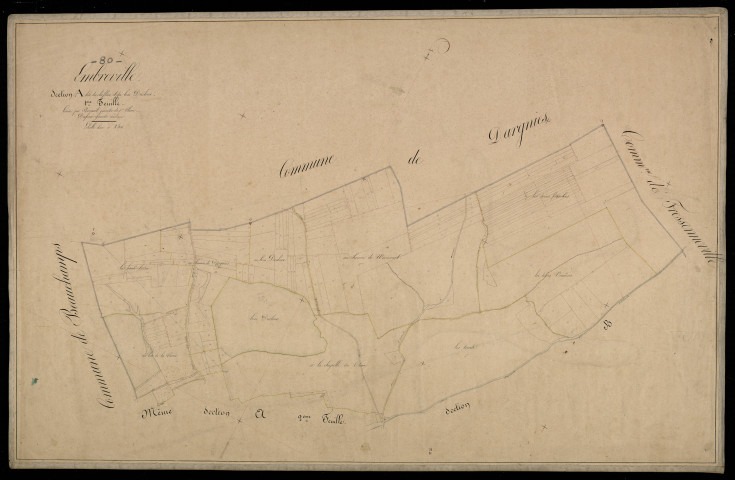 Plan du cadastre napoléonien - Embreville : Chef-lieu (Le) ; Bois du Cleux (Le), A1