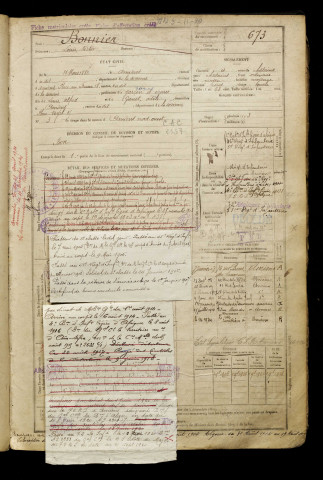 Bonnier, Louis Victor, né le 11 mars 1882 à Amiens (Somme), classe 1902, matricule n° 673, Bureau de recrutement d'Amiens