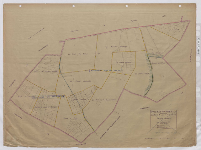 Plan du cadastre rénové - Molliens-au-Bois : section A