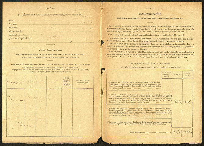 Cléry-sur-Somme. Demande d'indemnisation des dommages de guerre : dossier Verdy-Bernaville