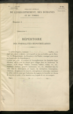 Répertoire des formalités hypothécaires, du 04/01/1861 au 24/02/1861, registre n° 191 (Péronne)