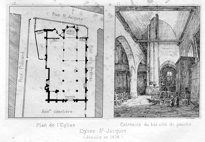 Eglise St-Jacques (démolie en 1836) - Plan de l'Eglise - Extrémité du bas-côté de gauche