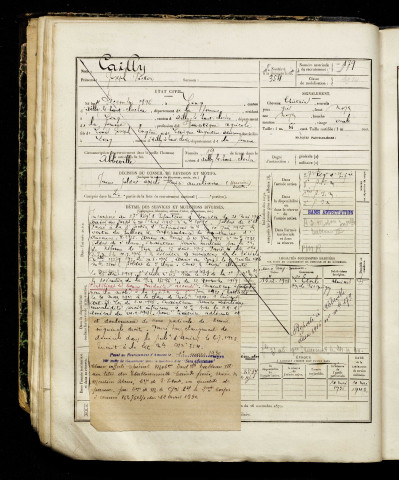 Cailly, Joseph Victor, né le 04 décembre 1896 à Long (Somme), classe 1916, matricule n° 179, Bureau de recrutement d'Amiens