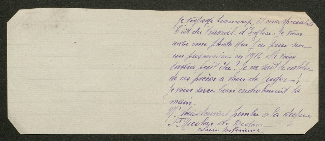 Témoignage de Louvart, Louis et correspondance avec Jacques Péricard