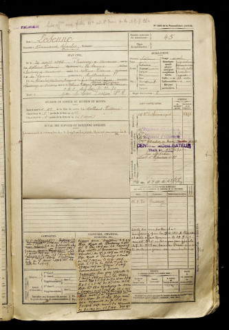 Lesenne, Armand Charles Bernard, né le 20 août 1896 à Quesnoy-sur-Airaines (Somme), classe 1916, matricule n° 45, Bureau de recrutement d'Amiens