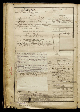 Vasseur, Alexandre Valentin Téophile, né le 10 décembre 1884 à Boufflers (Somme), classe 1904, matricule n° 1058, Bureau de recrutement d'Abbeville