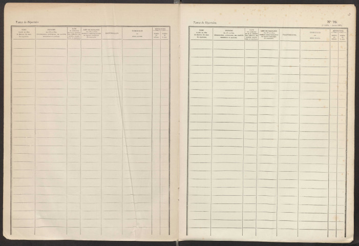 Table du répertoire des formalités, de Arzevedo à Beaurain, registre n° 2 (Conservation des hypothèques de Montdidier)