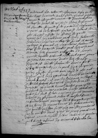 Etude de Me Antoine Debacq à Amiens (étude n°6). Minutes des années 1697-1705