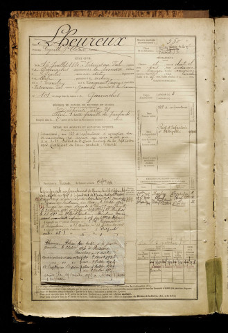 Lheureux, Cyrille Joseph Clotaire, né le 16 juillet 1880 à Vismes (Somme), classe 1900, matricule n° 550, Bureau de recrutement d'Abbeville