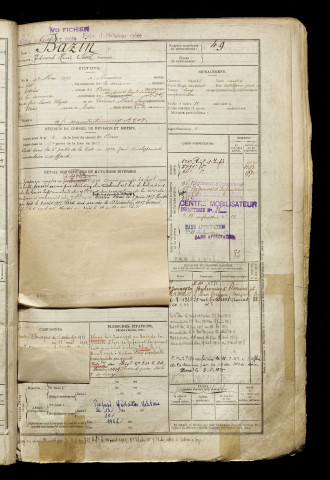 Bazin, Edmond Henri Noël, né le 13 mai 1893 à Amiens (Somme), classe 1913, matricule n° 49, Bureau de recrutement d'Amiens