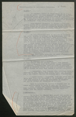 Témoignage de Crévecoeur (Lieutenant) et correspondance avec Jacques Péricard
