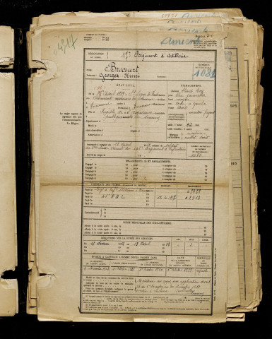 Brocourt, Georges Henri, né le 17 avril 1889 à Saint-Léger-sur-Bresle (Somme), classe 1909, matricule n° 1081, Bureau de recrutement d'Amiens