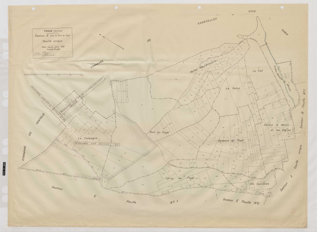 Plan du cadastre rénové - Thoix : section A