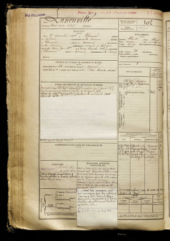 Laneuville, Edouard Moise Alfred, né le 25 novembre 1896 à Thennes (Somme), classe 1916, matricule n° 102, Bureau de recrutement de Péronne