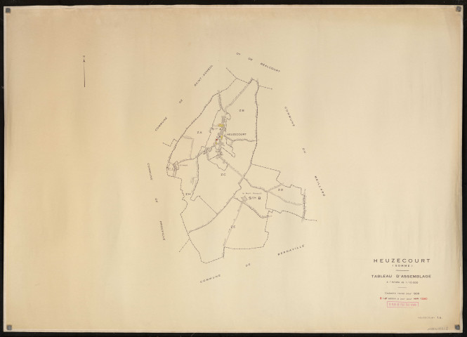 Plan du cadastre rénové - Heuzecourt : tableau d'assemblage (TA)