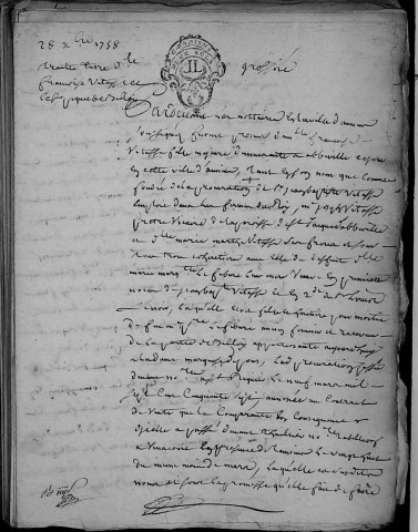 Etude de Me François Henin à Amiens (étude n°3). Minutes de l'année 1758