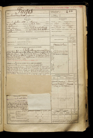 Fages, Louis Fortuné Félicité Joseph, né le 08 juillet 1888 à Bucquoy (Pas-de-Calais), classe 1908, matricule n° 277, Bureau de recrutement de Péronne
