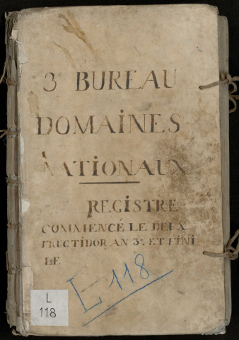 Délibérations et arrêtés du 4e bureau (Domaines) : 2 fructidor an III-20 brumaire an IV