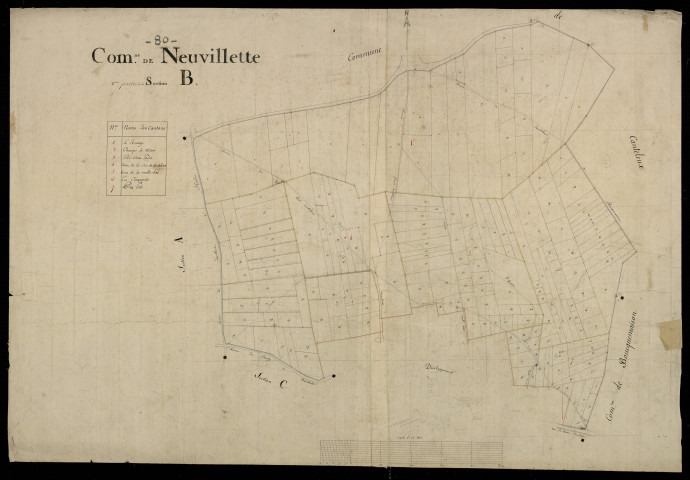Plan du cadastre napoléonien - Neuvilette (Neuvillette) : B