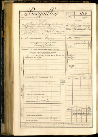 Bocquillon, Irénée Firmin, né le 01 septembre 1864 à Fontaine-sur-Somme (Somme, France), classe 1884, matricule n° 1148, Bureau de recrutement d'Amiens