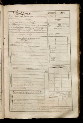 Dutriaux, Charles Jules Casimir, né le 29 mai 1875 à Tricot (Oise), classe 1895, matricule n° 159, Bureau de recrutement de Péronne